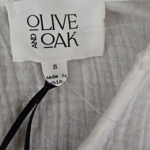 Olive & Oak Gauze Oversized Short Sleeve New 100% Cotton White Top - Picture 2 of 6